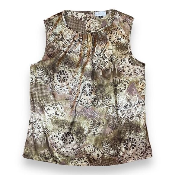 TAHARI Arthur S Levine Gold Medallion Blouse Sz M - Picture 2 of 12